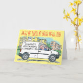 Bestes Glück in Ihrem neuen Job mit dem Namen auf  Karte (Gelbe Blume)