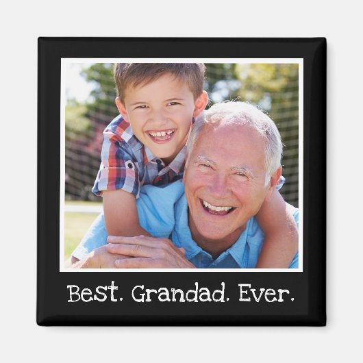 Bestes Grandad je Foto Personalisiert Black Magnet (Vorne)