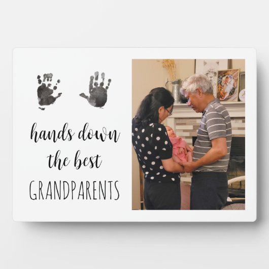 Bestes Grandeltern-Handprint-Foto Fotoplatte (Vorderseite)