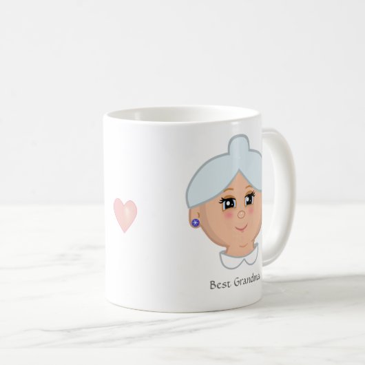 Bestes Grandma & bearbeitbares Herz Kaffeetasse (VorderseiteRechts)