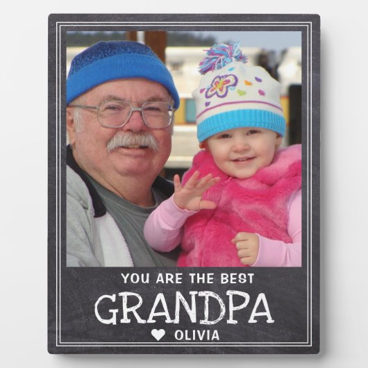 Bestes Grandpa Großkinder-Foto Rustikales Chalkboa Fotoplatte (Vorderseite)