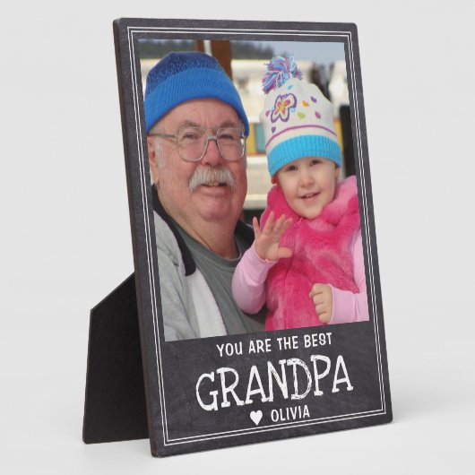 Bestes Grandpa Großkinder-Foto Rustikales Chalkboa Fotoplatte (Seite)