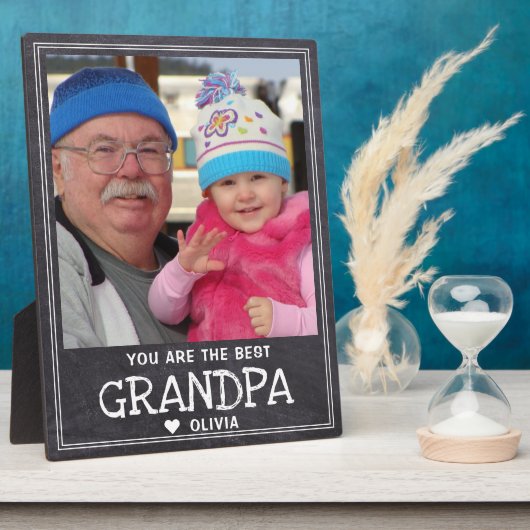 Bestes Grandpa Großkinder-Foto Rustikales Chalkboa Fotoplatte (Seite)