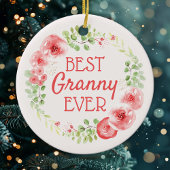 Bestes Granny je Wasserfarbener Blumenstrauß Keramik Ornament