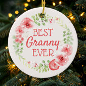 Bestes Granny je Wasserfarbener Blumenstrauß Keramik Ornament