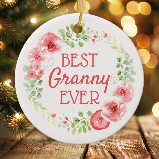 Bestes Granny je Wasserfarbener Blumenstrauß Keramik Ornament