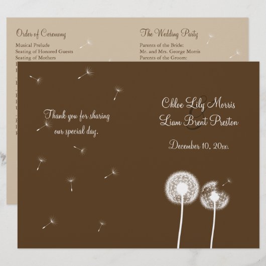 Bestes Hochzeitsprogramm (braun) (Vorne/Hinten)