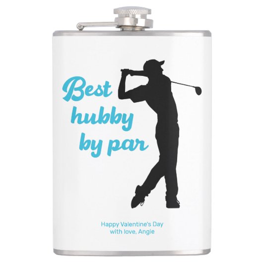 Bestes Hubby Par Golfer Silhouette Golfspielen Flachmann (Vorderseite)