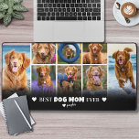 Bestes Hund-Mama-Foto Schreibtischunterlage<br><div class="desc">Personalisierte "Best Dog Mama Ever" 8 Foto Collage Desk Mat. Feiern Sie ihre Liebe und Hingabe zu ihren wütenden Freunden mit dieser maßgeschneiderten Tischmatte, die eine persönliche und praktische Touch zu ihrem Arbeitsbereich hinzufügen soll. "Best Hund Mama Ever" wird elegant oben in schwarzem Text über einer weichen, weißen Ober dargestellt,...</div>