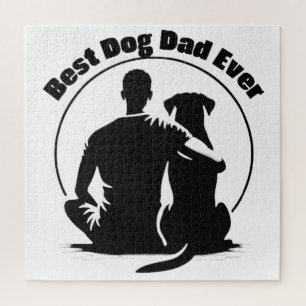 Bestes Hund Papa Aller T-Shirt Mann und Hund Silho Puzzle