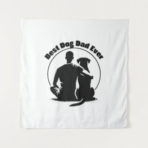 Bestes Hund Papa Aller T-Shirt Mann und Hund Silho Wandteppich