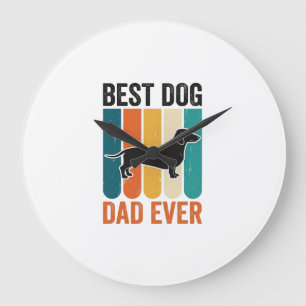 Bestes Hund Papa Aller Zeiten Vintage Dachshund T- Große Wanduhr