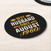 Bestes Husband seit August Funny 60 Jahre Jubiläum Runder Pappuntersetzer (Angewinkelt)