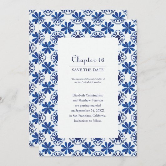 Bestes Kapitel unseres Lebens Mediterannean Save The Date (Vorne/Hinten)