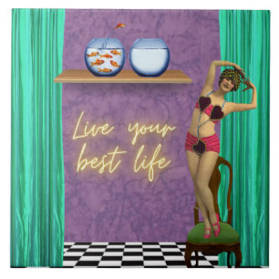 Bestes Leben Funky Vintage Kitsch Fliese