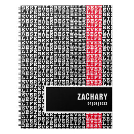 Bestes Leben je schwarz mit weißem Text roter Stre Notizblock