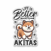 Bestes Leben mit Akita Aufkleber (Vorderseite)