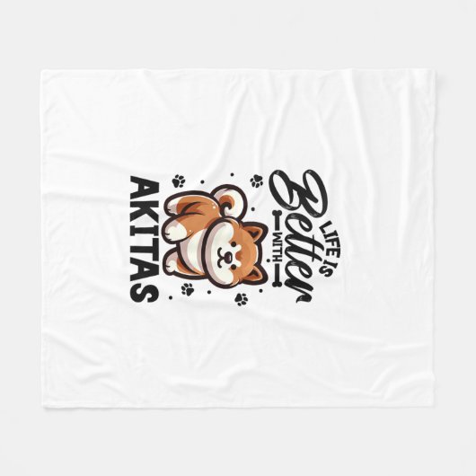 Bestes Leben mit Akita Fleecedecke (Vorderseite (Horizontal))
