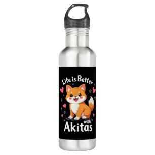 Bestes Leben mit Akita Tank Top Edelstahlflasche