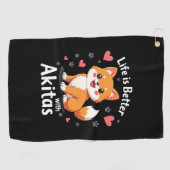 Bestes Leben mit Akita Tank Top Golfhandtuch (Horizontal)