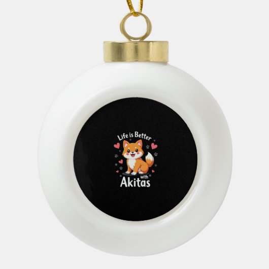Bestes Leben mit Akita Tank Top Keramik Kugel-Ornament (Vorderseite)
