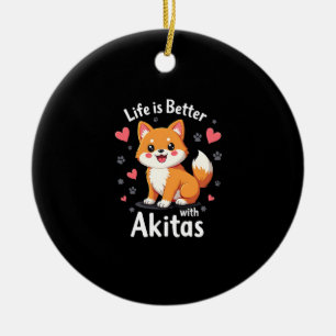 Bestes Leben mit Akita Tank Top Keramik Ornament