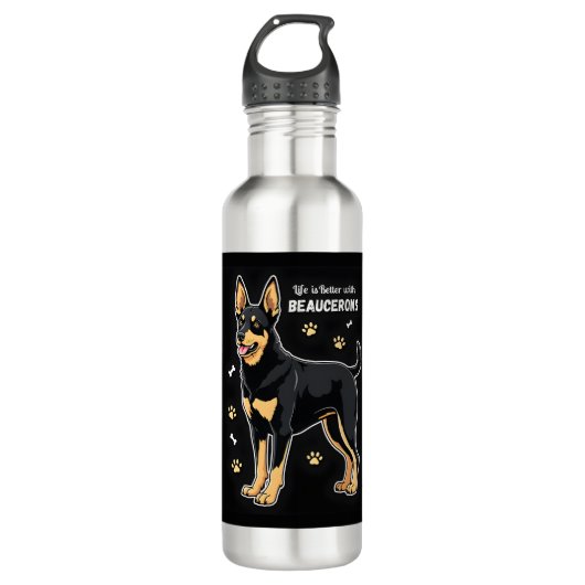 Bestes Leben mit Beauce Sheepdog Top Edelstahlflasche (Vorderseite)