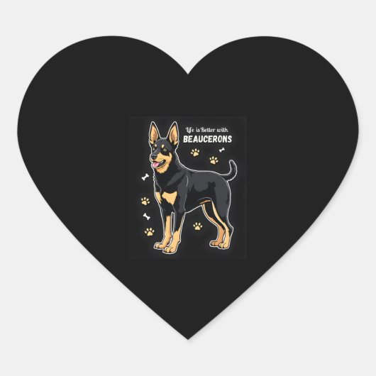 Bestes Leben mit Beauce Sheepdog Top Herz-Aufkleber (Vorderseite)