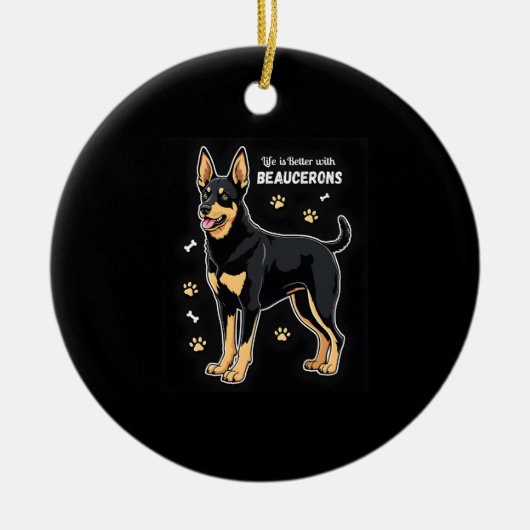 Bestes Leben mit Beauce Sheepdog Top Keramik Ornament (Vorne)