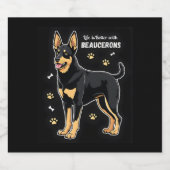 Bestes Leben mit Beauce Sheepdog Top Schaumweinetikett (Einzelnes Label)