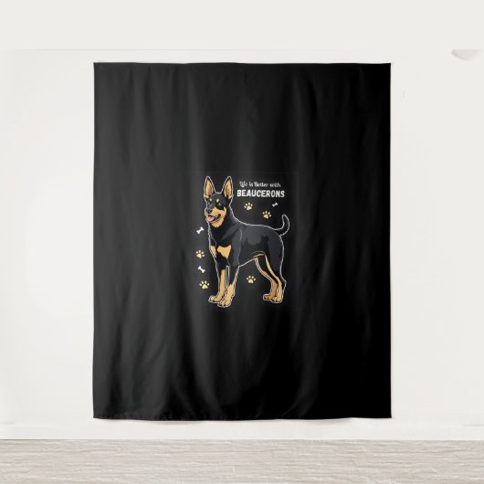 Bestes Leben mit Beauce Sheepdog Top Wandteppich (Vorderseite)