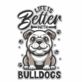Bestes Leben mit Bulldog Aufkleber (Vorderseite)