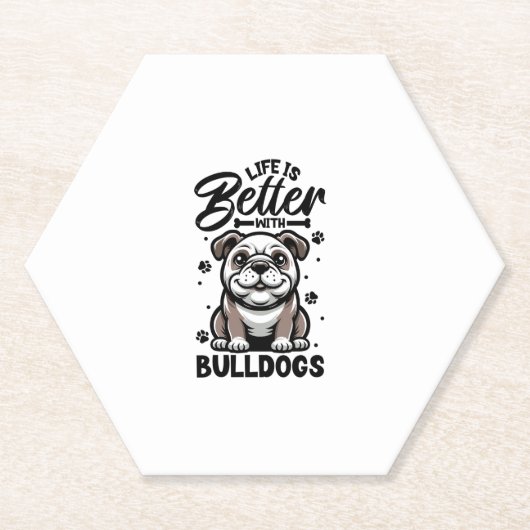 Bestes Leben mit Bulldog Untersetzer (Vorderseite)
