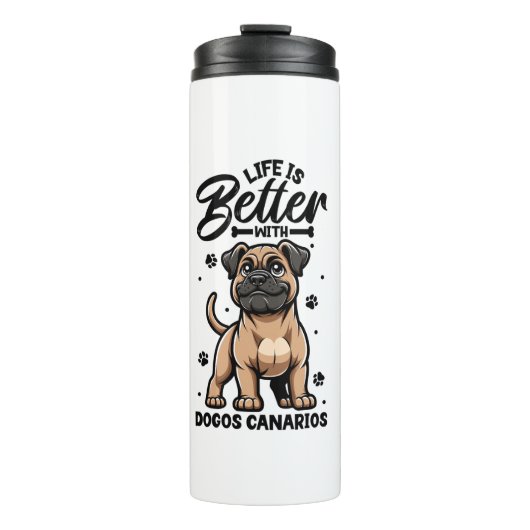 Bestes Leben mit Dogo Canario Thermosbecher (Vorderseite)