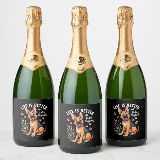 Bestes Leben mit Dutch Shepherd Tank Top Schaumweinetikett (Flaschen)