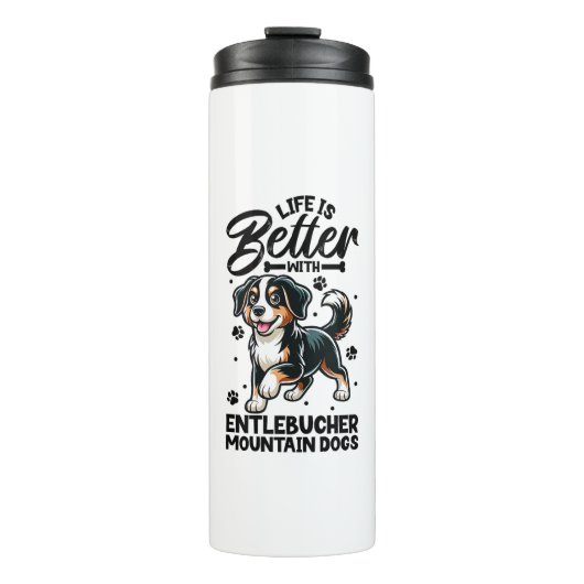 Bestes Leben mit Entlebucher Mountain Hund Thermosbecher (Vorderseite)
