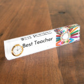 Bestes Lehrer-Schreibtisch-Nummernschild mit Uhr Namensplakette (Seite)