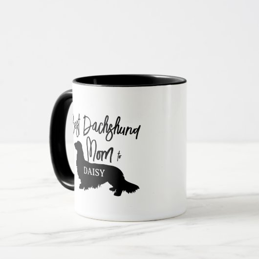 Bestes Long Hair Dackel Hund Mama Geschenk Kaffeetasse (Vorderseite Links)