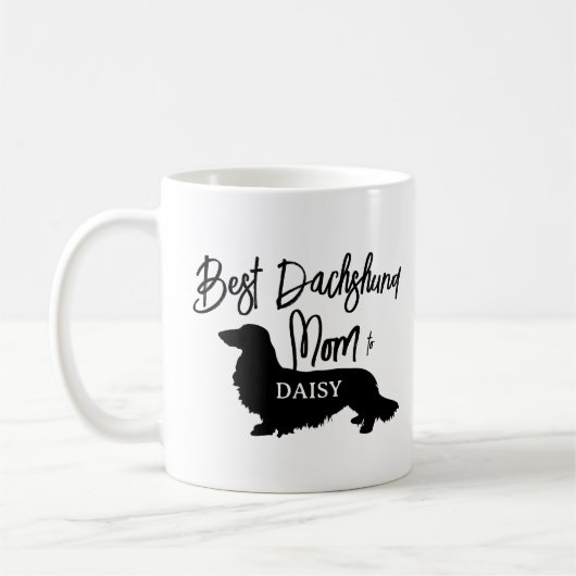 Bestes Long Hair Dackel Hund Mama Geschenk Kaffeetasse (Links)