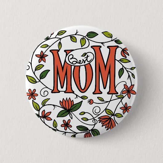 Bestes Mama Floral Button (Vorderseite)