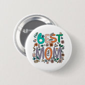 Bestes Mama Floral Button (Vorne & Hinten)