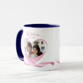 Bestes Mama-Foto mit rosafarbenem FlachHerz Tasse (Vorderseite Links)