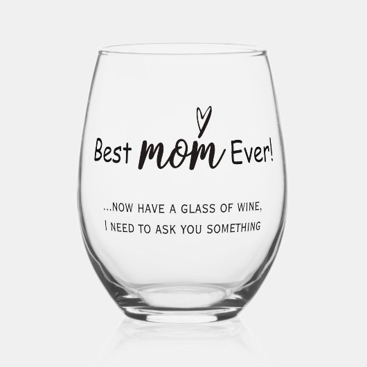 Bestes Mama-Skript Weinglas Ohne Stiel (Vorderseite)