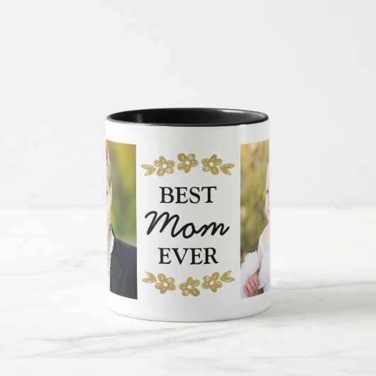 Bestes Mama-überhaupt GoldBlumen-Gewohnheits-Foto Tasse (Zentrum)
