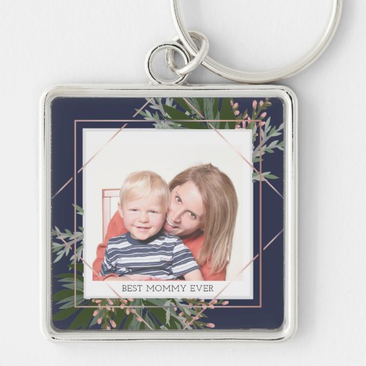 Bestes Müttertagsfloral Personalisiertes Foto Schlüsselanhänger (Vorne)