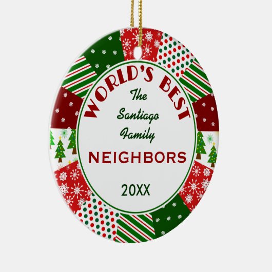 BESTES NACHBARN Weihnachtsgeschenk Keramik Ornament (Rechts)