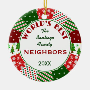 BESTES NACHBARN Weihnachtsgeschenk Keramik Ornament