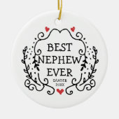 Bestes Nephew je Personalisiertes Geschenk von Tan Keramik Ornament (Vorne)