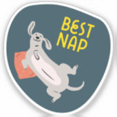 Bestes Nickerchen niedliche illustrierte Hundeschi Aufkleber (Vorderseite)