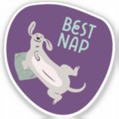 Bestes Nickerchen niedlicher illustrierter Hund li Aufkleber (Vorderseite)